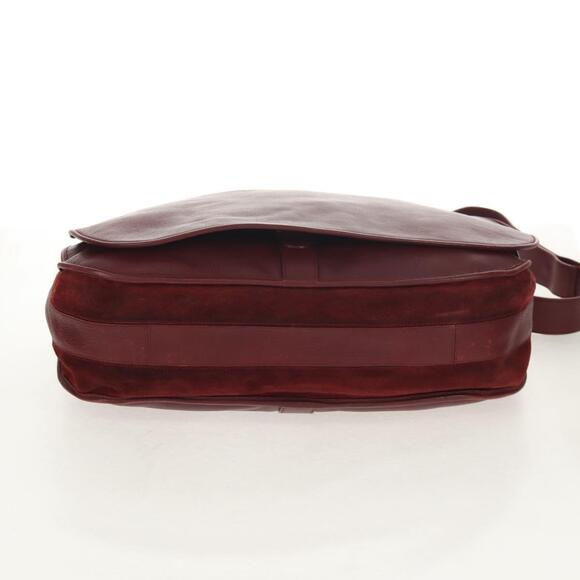 CARTIER Must Line Shoulder Bag Leather Bordeaux Gold Auth ki6152